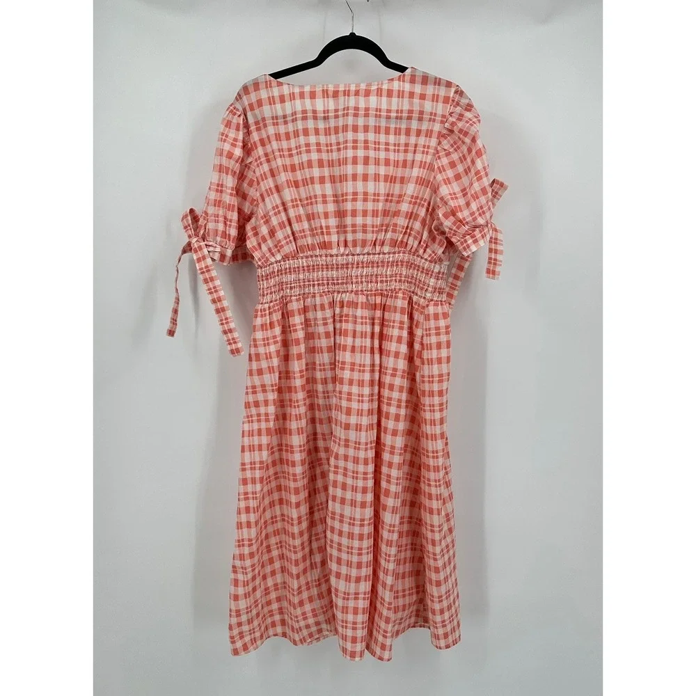 Womens‎ Cottagecore Milkmaid Midi Dress Size 1X Gingham Smocked Romantic Prairie - Picture 2 of 8